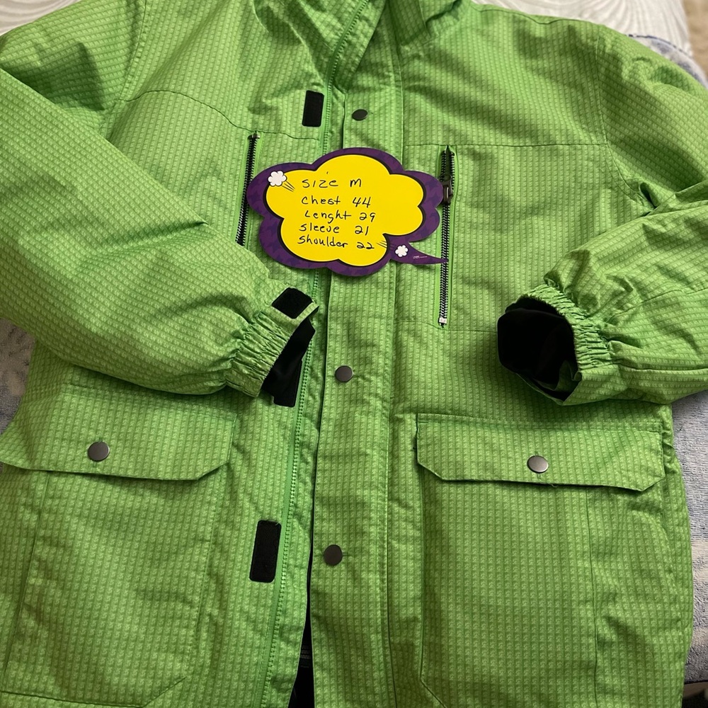 Iceberg men’s medium lime green snow winter jacket with detachable hood used y2k - Picture 4 of 14
